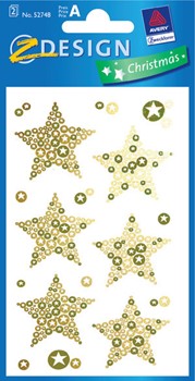 Z-Design 52748 - Papier Sticker Sterne, gold, geprägt