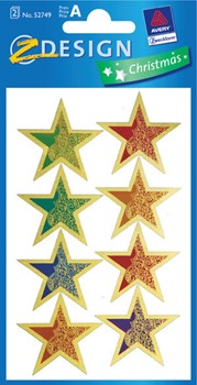 Z-Design 52749 - Papier Sticker Sterne, bunt, geprägt