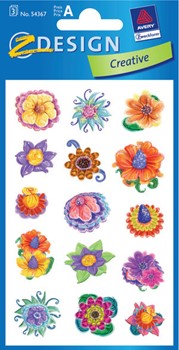Z-Design 54367 - Blumen-Sticker, Fantasieblumen