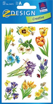 Z-Design 54371 - Blumen-Sticker Folie, Blumen + Insekten, transparent