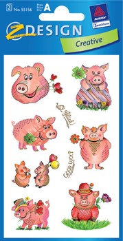 Z-Design 55156 - Papier Sticker Schweine, geprägt