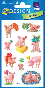 Z-Design 55897 - Papier Sticker, Schweinchen