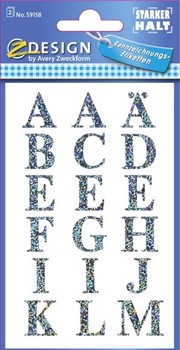 Z-Design 59158 - Transparente Folie silberne Buchstaben Schrift Times Bold 65pt