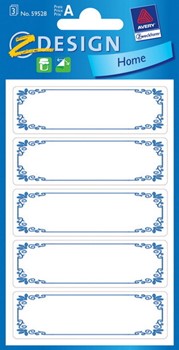 Z-Design 59528 - Haushaltsetikett Papier Rahmen blau