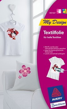 Avery Zweckform MD1007 - T-Shirt-Folie für helle Textilien, 10x15 cm