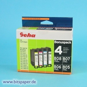 Geha 45440 - Multipack.  1x B05 yellow, 1 x B06 magenta, 1 x B07 cyan und 1x B08 schwarz