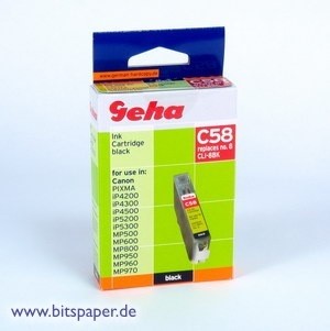 Geha 44962 - Tintenpatrone mit Chip, schwarz, ersetzt Canon CLI-8BK