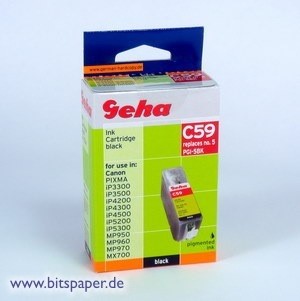 Geha 44986 - Tintenpatrone mit Chip, schwarz, ersetzt Canon PGI-5BK