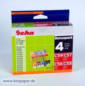 Geha 44849 - Tintenpatronen Set, ersetzt Canon PGI-5BK, CLI-8C/M/Y