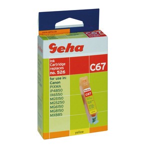 Geha 86110130 - Tintenpatrone mit Chip, yellow, ersetzt Canon CLI-526Y