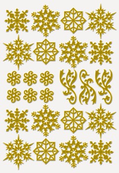 Sigel CS200 - Weihnachts-Sticker, Golden Snowflakes, Filigran