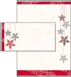 Sigel DP032Set - Weihnachts-Motiv-Papier Set, Starlets, Silberprägung