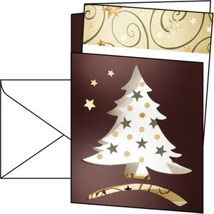 Sigel DS383 - Weihnachts-Karten (inkl. Umschläge), Dancing Tree, Goldprägung