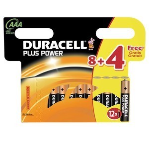 Duracell DUR018938 - Plus Power Batterien, AAA  8+4 Pack