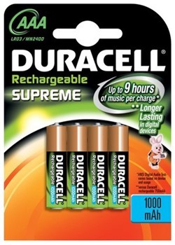 Duracell DUR060852 - Supreme NiMH Accu AAA 1000mAH 4er Pack