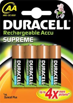 Duracell DUR203686 - Supreme NiMH Accu AA 2450mAH 4er Pack