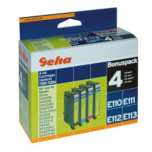 Geha 86110890 - Tintenpatronen Bonuspack, schwarz, cyan, magenta, yellow, kompatibel zu Epson T1295