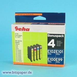 Geha 45723 - Multipack, 1x E99 yellow, 1 x E100 magenta, 1 x E101 cyan und 1x E102 schwarz