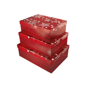 Sigel GB501 - Geschenkbox-Set Small, Red Star, 3 Boxen mit Innendruck