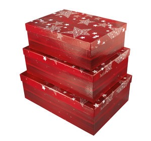 Sigel GB502 - Geschenkbox-Set Large, Red Star, 3 Boxen mit Innendruck