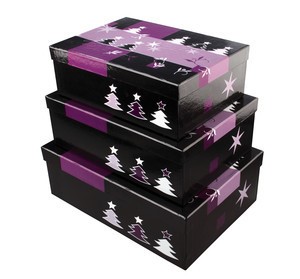 Sigel GB506 - Geschenkbox-Set Large, Christmas Trees, 3 Boxen mit Innendruck