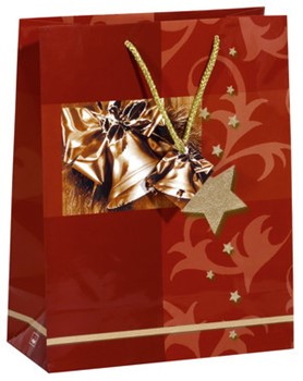 Sigel GT010-5 - Geschenktasche Large, Christmas Chimes, mit Geschenkanhänger