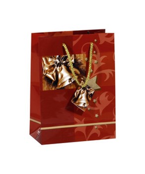 Sigel GT011-5 - Geschenktasche Small, Christmas Chimes, mit Geschenkanhänger