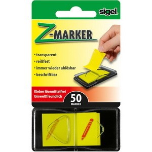 Sigel HN488 - Z-Marker, Film, neongelb, -Sign here- im Spender, 25x 45 mm