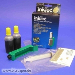 InkTec HPI-0001ND - Nachfülltinte Komplett Set schwarz für HP Nr. 40, 45 und 15