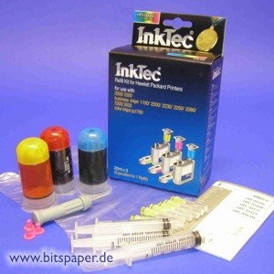 InkTec HPI-0004C - Nachfülltinte Komplett Set 3-farbig für HP Nr. 10 und 11 in cyan, magenta und yellow