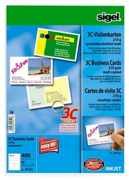 Sigel IP521 - Visitenkarten, schnittgestanzt (InkJet), spezialbeschichtet, 210g