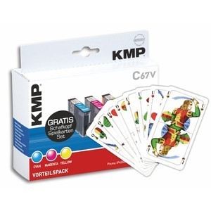 KMP 1505,SK05 - Vorteilspack Tintenpatronen mit Chip, ersetzen Canon CLI-8C / M / Y + Schafkopfkarten