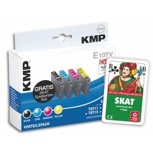 KMP 1607,S005 - Tintenpatronenset, kompatibel zu Epson T0711-T0714 + Skatkarten