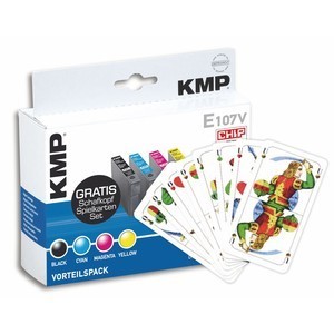 KMP 1607,SK05 - Tintenpatronenset, kompatibel zu Epson T0711-T0714 + Schafkopfkarten