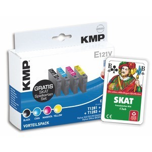 KMP 1616,S050 - Tintenpatronen Vorteilspack, kompatibel zu Epson T1281, T1282, T1283, T1284 + Skatkarten