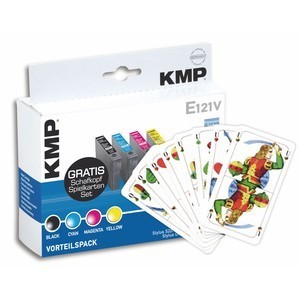 KMP 1616,SK50 - Tintenpatronen Vorteilspack, kompatibel zu Epson T1281, T1282, T1283, T1284 + Schafkopfkarten