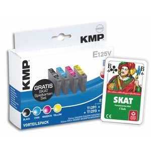 KMP 1617,S050 - Tintenpatronen Vorteilspack, kompatibel zu Epson T1291, T1292, T1293, T1294 + Skatkarten