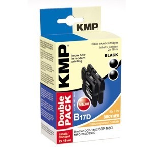 KMP 1521,0021 - Tintenpatrone, schwarz, Doppelpack, kompatibel zu Brother LC-980BK