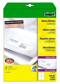 Sigel LA327 - Adress-Etiketten, weiß, 99,1x139 mm, 25 Bögen