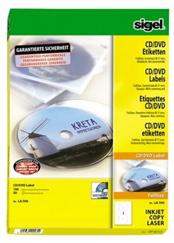 Sigel LA506 - CD-/DVD-Etiketten, weiß, FullSize, Ø 117 mm, 50 Bögen
