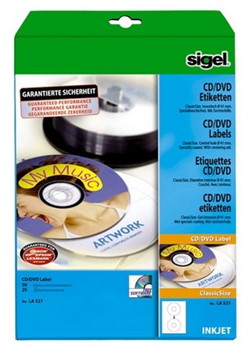 Sigel LA521 - CD-/DVD-Etiketten, weiß, ClassicSize, Ø 117 mm, 25 Bögen