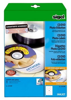 Sigel LA530 - CD-/DVD-Etiketten, weiß, ClassicSize, Ø 117 mm, 15 Bögen