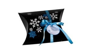 Sigel PB001-5 - Pillowbox Small, Snowflakes Night, inkl. Geschenkband und Anhänger