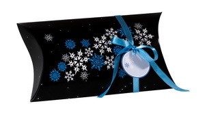 Sigel PB002-5 - Pillowbox Medium, Snowflakes Night, inkl. Geschenkband und Anhänger