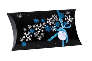 Sigel PB003 - Pillowbox Large, Snowflakes Night, inkl. Geschenkband und Anhänger