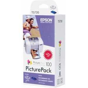 Epson T5730 - PicturePack 1 x Tintenpatrone + 135 Blatt Fotopapier 10x15cm, 4-farbig