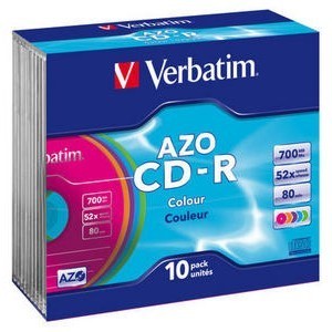 Verbatim 43308 - CD-R 700MB, 48x, Slimcase, 10er Pack