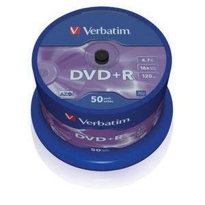 Verbatim 43550 - DVD+R 4,7GB,  16x, Spindel,  50er Pack