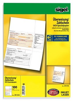 Sigel ZV510 - Überweisung/Zahlschein für WinBanking, 90g