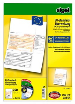 Sigel ZV562 - PC-EU-Standardüberweisung, 250 Blatt